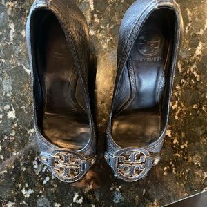 Tory Burch peep toe wedge with buckle